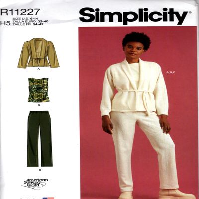 Simplicity Sewing Pattern R11227, Size H5 6-14, Misses Jacket, Knit Top and Pants