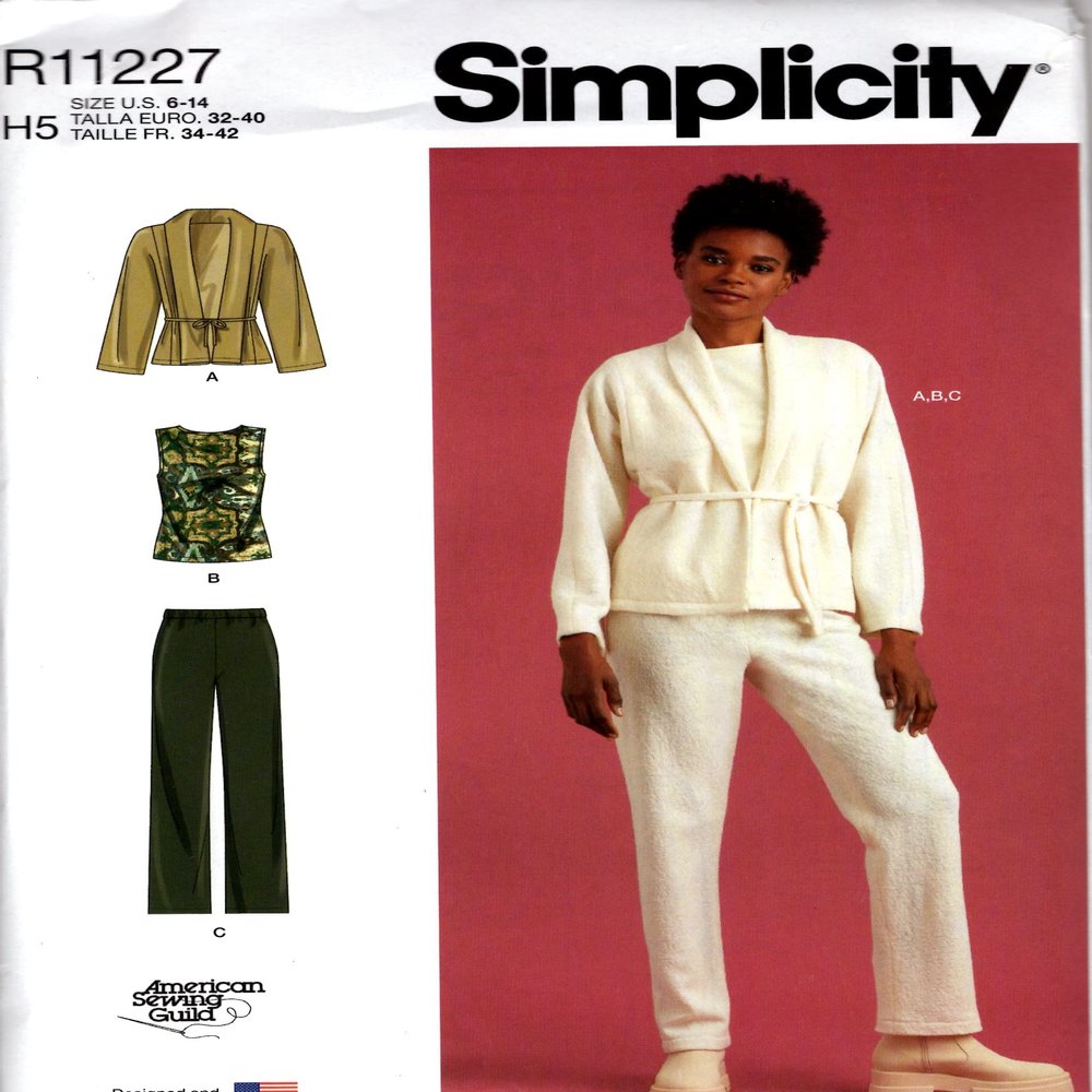 Simplicity Sewing Pattern R11227, Size H5 6-14, Misses Jacket, Knit Top and Pants