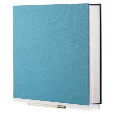 Large Photo Album Self Adhesive 4x6 5x7 6x8 8x10 Pictures Scrapbook Magnetic Album DIY Scrap Book 60 Sticky Pages Linen Cover DIY Photo Album with A Metallic Pen and DIY Accessories(SKY Blue)