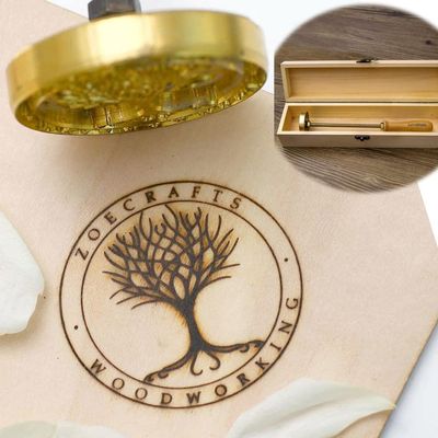 Custom Logo Wood Branding Iron,Reliable Leather Branding Iron Stamp,BBQ Heat Stamp Including The Handle, Woodworking Design Design Stamp with Wooden Box (2.5" +Wooden Box)