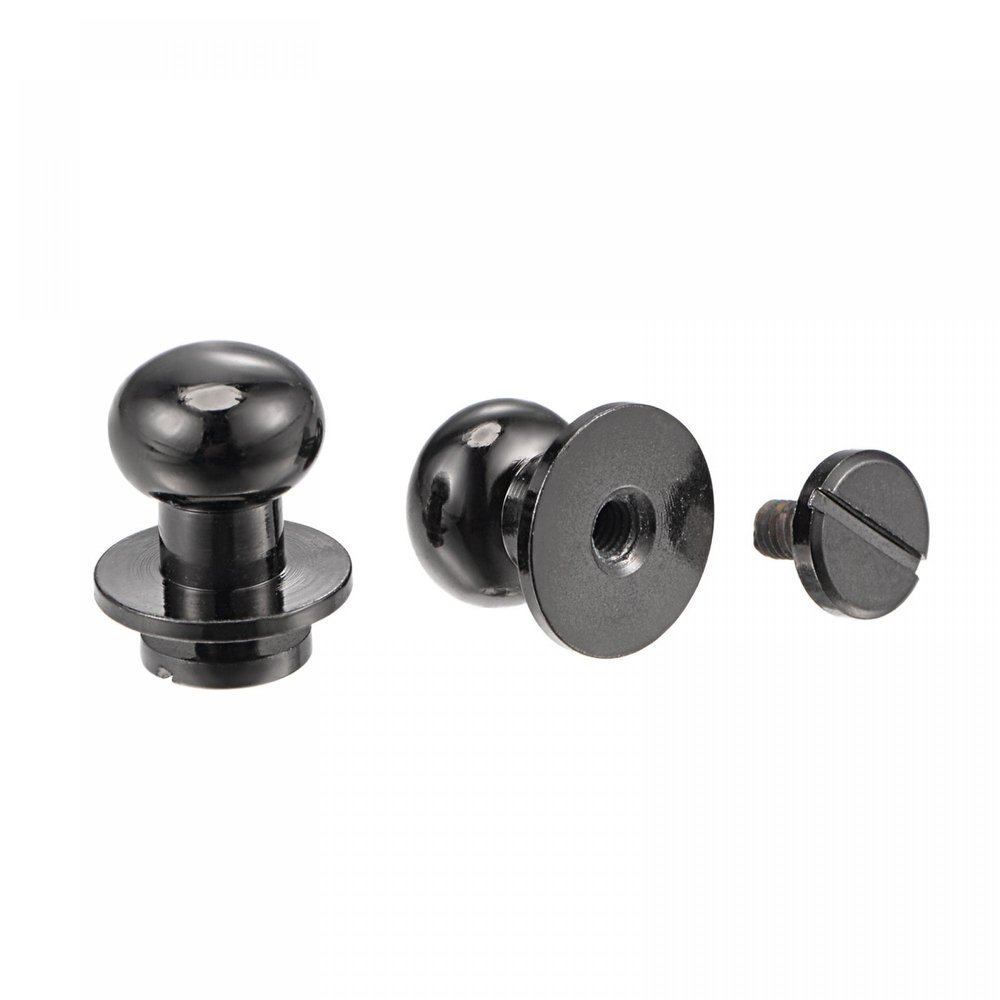 uxcell 10 Set 10mm Solid Brass Round Head Stud Screw Rivets Post Fastener for DIY Leather Craft Belt Wallet Handbag Decoration Repairs, Black