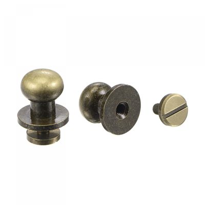 uxcell 10 Set 10mm Solid Brass Round Head Stud Screw Rivets Post Fastener for DIY Leather Craft Belt Wallet Handbag Decoration Repairs, Bronze Tone