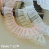 HZLXF1 lace 7.5CM Wide Double Layers Polka Dot Yarn Lace 3D Pleated Fabric Ruffle Trim Ribbon Suitable for DIY Women Dress Guipure Sewing Supplies lace Trim (Color : Apricot) view 2