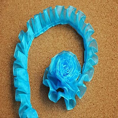 HZLXF1 lace 2.5CM Wide 3D Pleated Lace Ribbon Organza Fabric Lace Appliques Trim Guipure Cloth Suitable for Dress Sewing DIY Trimmings lace Trim (Color : Blue)