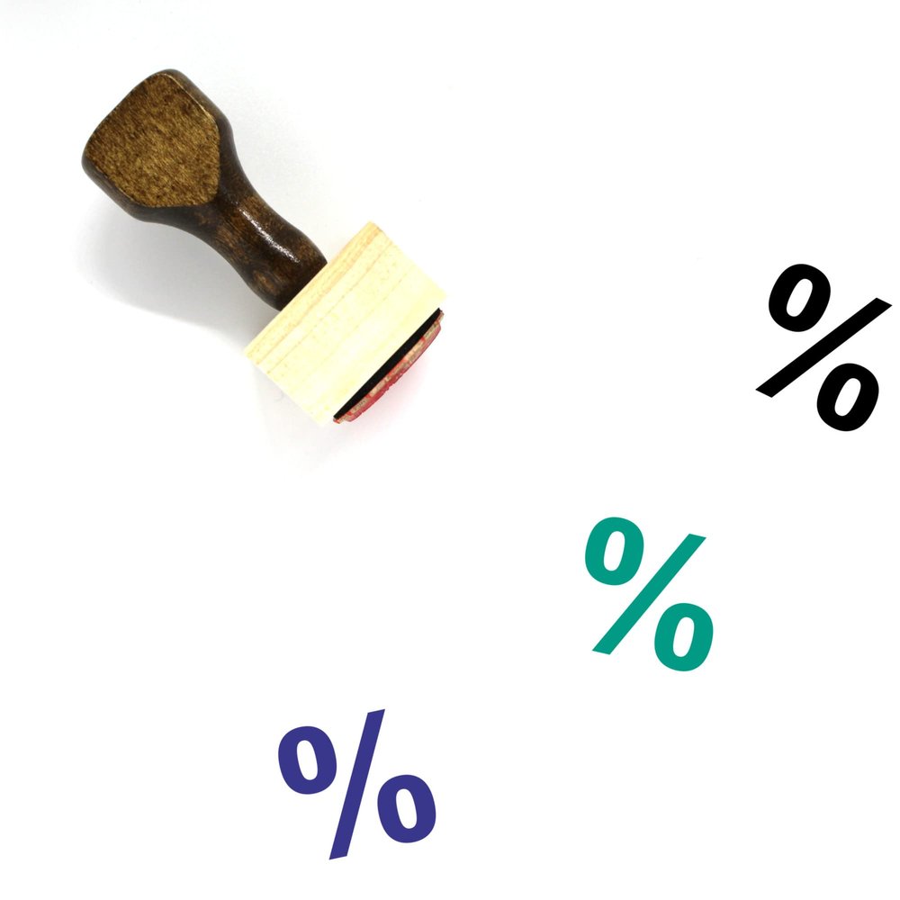Percentage Wooden Rubber Stamp No. 42 (2" x 2")