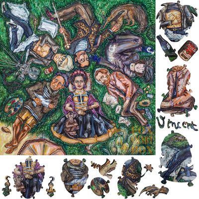 Wooden Jigsaw Puzzle for Adults - Uniquely Shaped Pieces - Made in The USA by FoxSmartBox - 270 Pieces - Six Geniuses