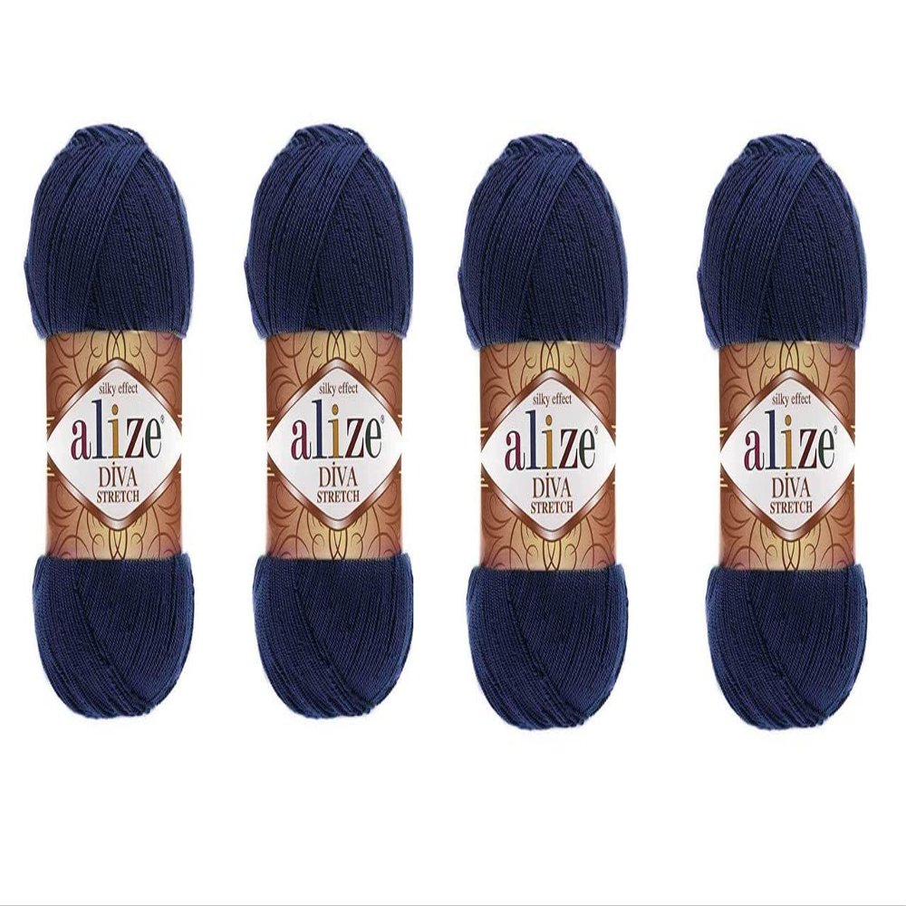 4 Balls Hand Knitting Yarn 92% Microfiber Acrylic 8% Pbt Elastic Yarn Alize Diva Stretch Bikini Crochet Art Lace Craft Lot of 4 skeins 400gr 1532yds (361)