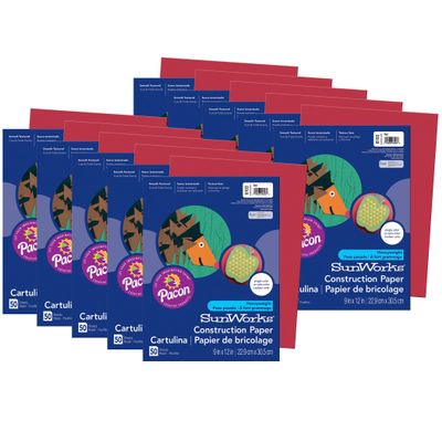 Prang Construction Paper, Red, 9" x 12", 50 Sheets Per Pack, 10 Packs