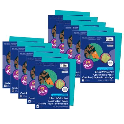 Prang Construction Paper, Turquoise, 9" x 12", 50 Sheets Per Pack, 10 Packs