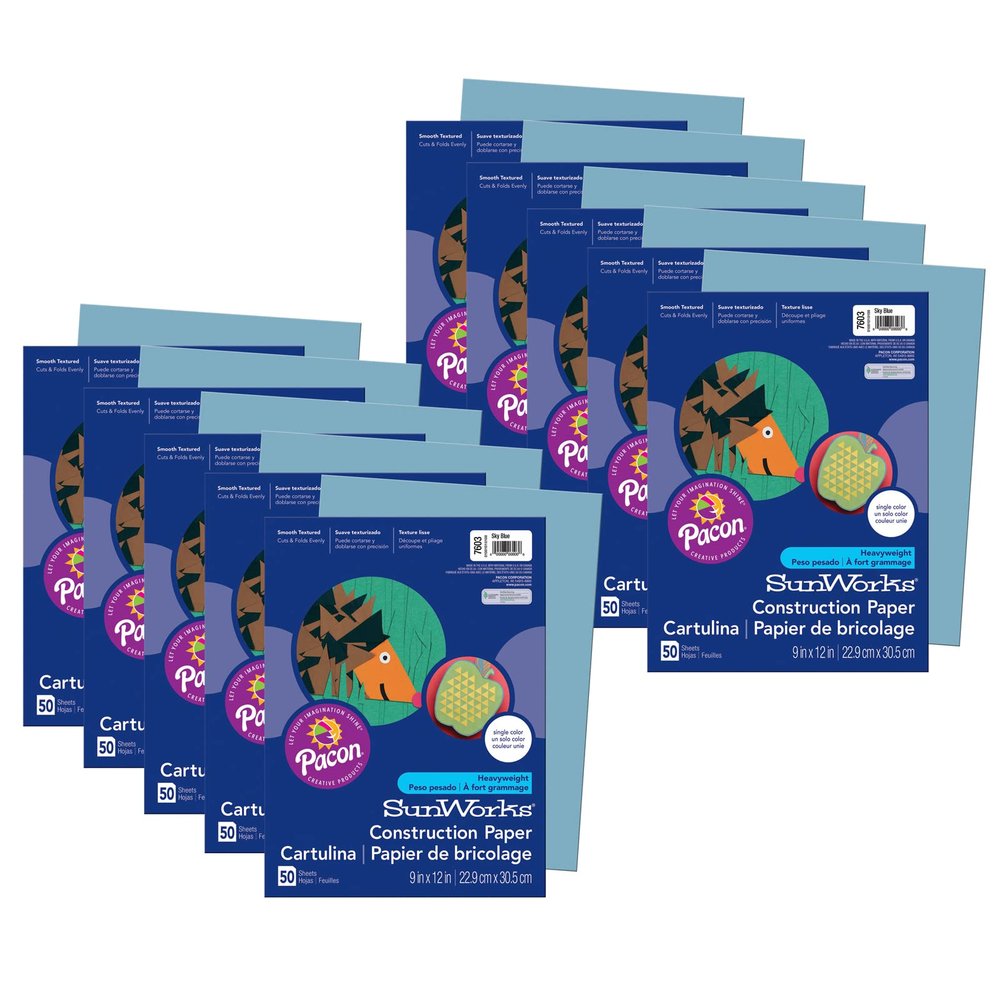 Prang Construction Paper, Sky Blue, 9" x 12", 50 Sheets Per Pack, 10 Packs