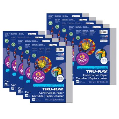 Tru-Ray Construction Paper, Gray, 9" x 12", 50 Sheets Per Pack, 10 Packs