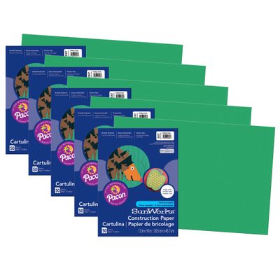 Prang Construction Paper, Holiday Green, 12" x 18", 50 Sheets Per Pack, 5 Packs