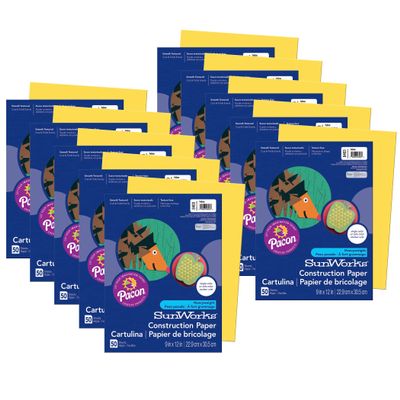 Prang Construction Paper, Yellow, 9" x 12", 50 Sheets Per Pack, 10 Packs