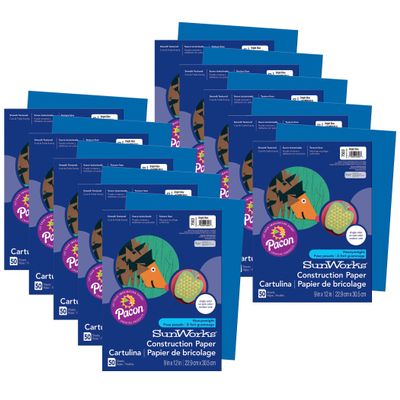 Prang Construction Paper, Bright Blue, 9" x 12", 50 Sheets Per Pack, 10 Packs