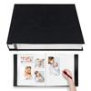 HoneyTolly Large Photo Album Self Adhesive 4x6 8x10 10x12 13"x12.8" Magnetic Scrapbook Album 12.6"x11" Inch 60 Sticky Pages Linen Cover DIY Photo Album with A Metallic Pen and DIY Stickers(Black) view 1