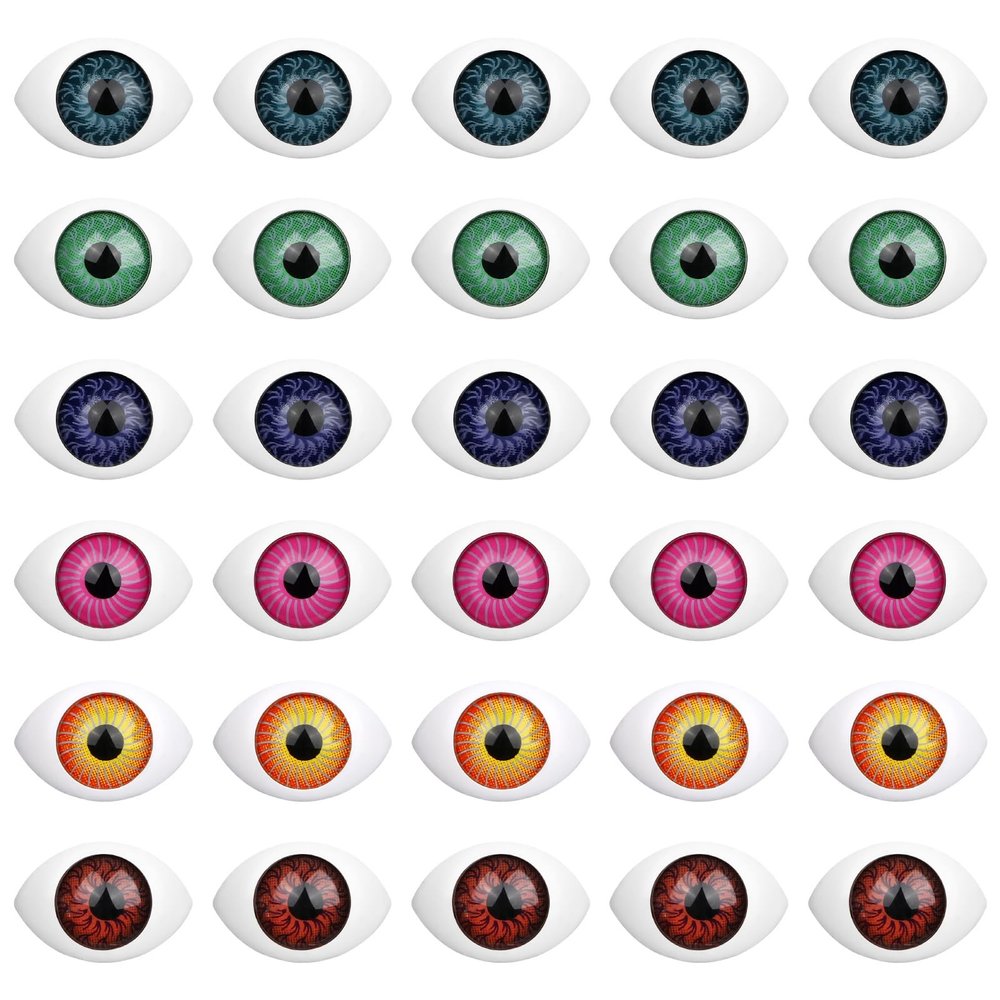 Eyeball Horror Props Fake Eyeballs Safety Eyes: 100PCS Simulated Hemisphere Eyeballs Cartoon Funny Phone Cover Eyeballs Mixed Color Doll Making Supplies