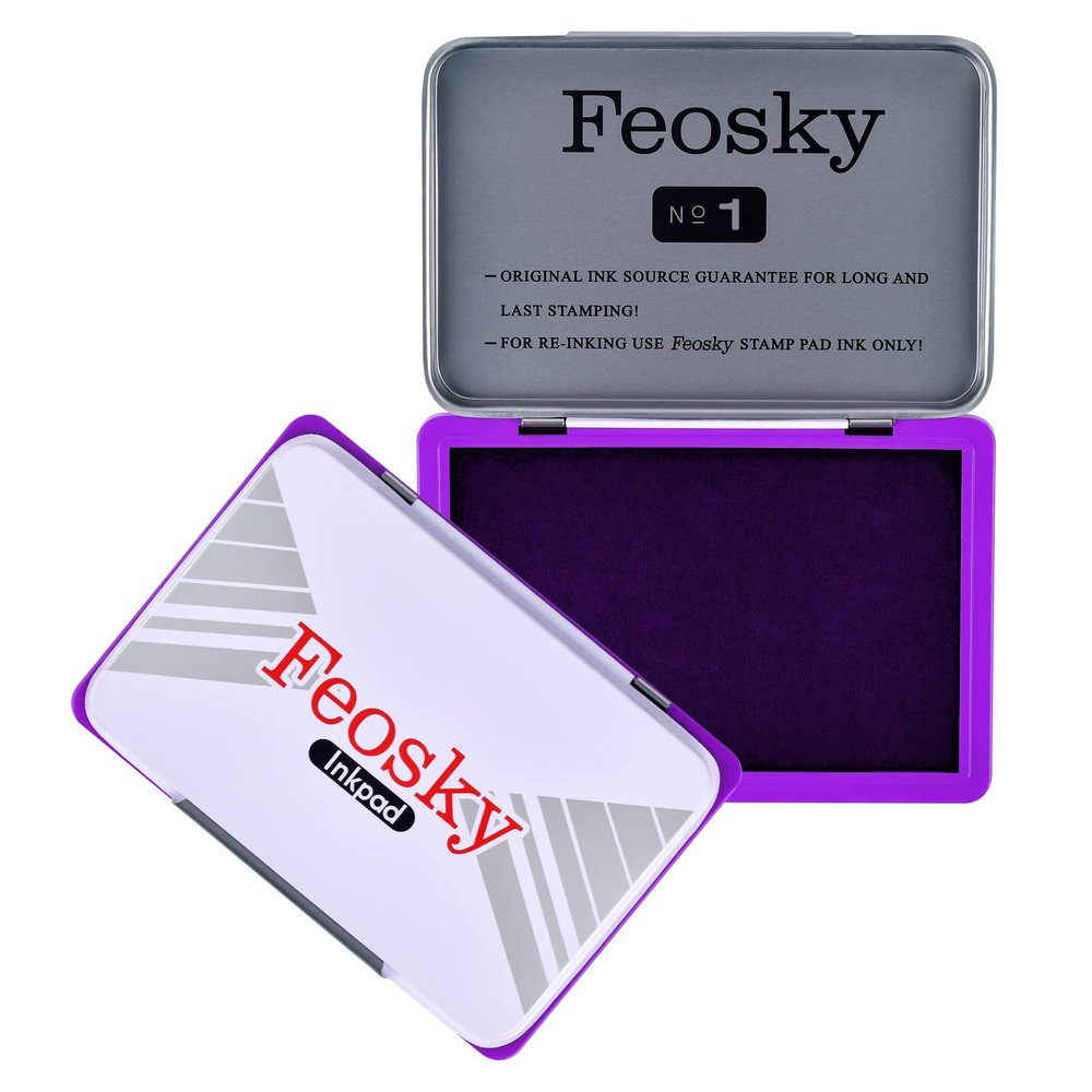 Feosky Ink Pads for Rubber Stamps Extra Large Size 5-1/2" by 3-4/5" inches (Purple)