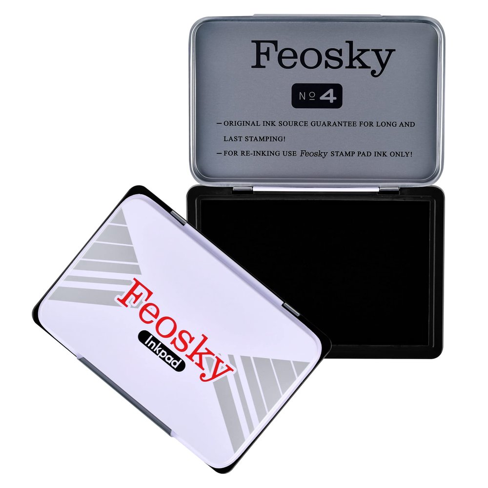 Feosky Ink Pads for Rubber Stamps Extra Large Size 5-1/2" by 3-4/5" inches (Black)