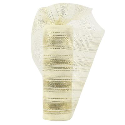 HUIHUANG Gold Deco Mesh 10 inch Wide Christmas Mesh Ribbon for Tree Metallic Gold Decorative Mesh Ribbon for Wreaths Supplies, Swags, Tree Decoration, Garlands and Bows, Wedding Decor -10 Yards