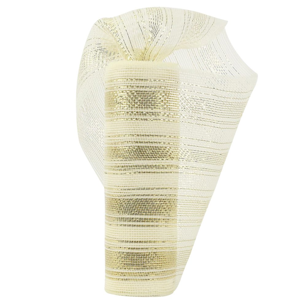HUIHUANG Gold Deco Mesh 10 inch Wide Christmas Mesh Ribbon for Tree Metallic Gold Decorative Mesh Ribbon for Wreaths Supplies, Swags, Tree Decoration, Garlands and Bows, Wedding Decor -10 Yards