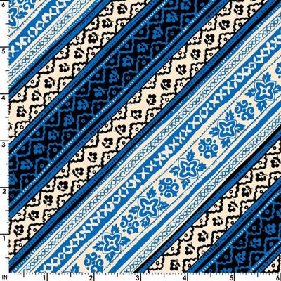 Maywood Studio Curio Cabinet Bias Stripes Fabric, Blue