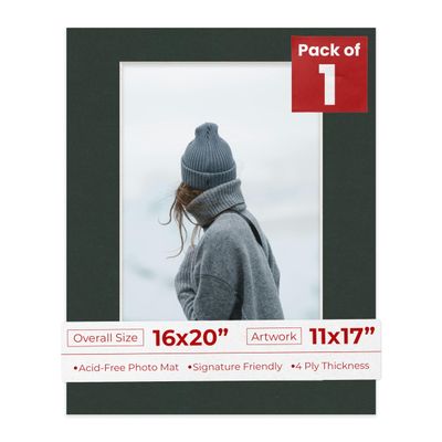 11x17 Mat for 16x20 Frame - Precut Mat Board Acid-Free Black 11x17 Photo Matte Made to Fit a 16x20 Picture Frame, Premium Matboard for Family Photos, Show Kits, Art, Picture Framing, Pack of 1 Mat