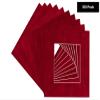 5x5 Mat For 7x7 Frame - Precut Bright Red Suede Square Shaped Photo Mat Board Opening - Acid Free Matte Bevel Cut for Family Photos, Pack of 100 Matboards Show Kit With Acid Free Backings & Clear Bags view 2