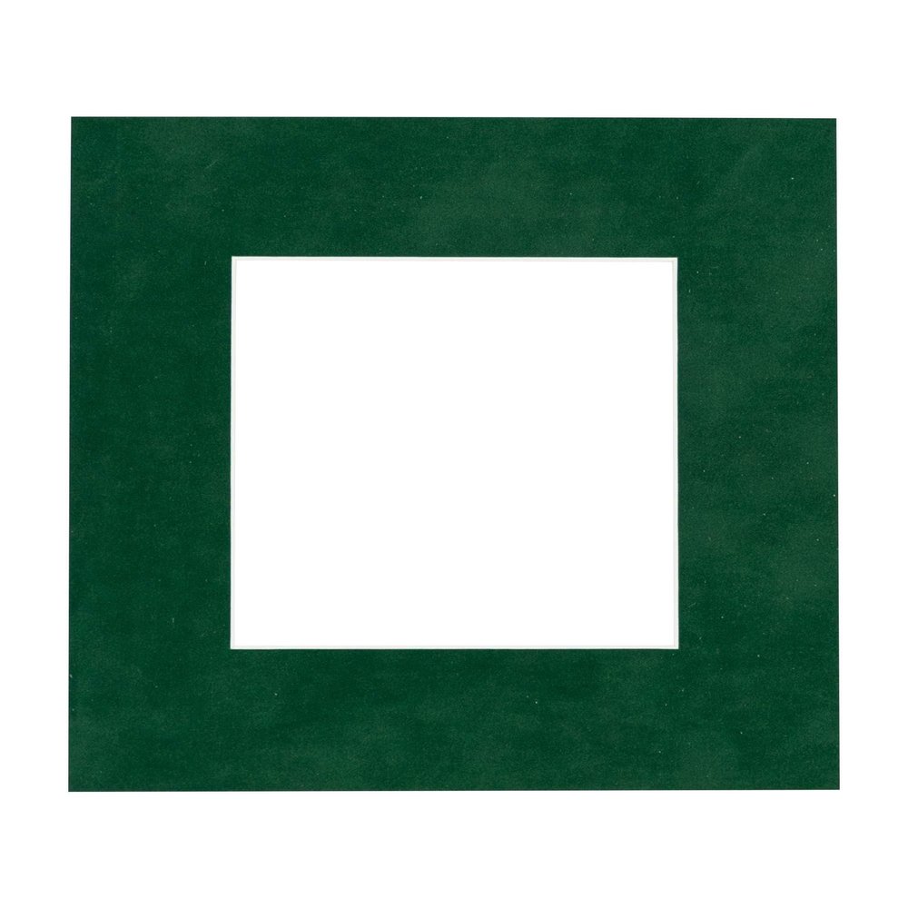 5x5 Mat For 7x7 Frame - Precut Green Suede Square Shaped Photo Mat Board Opening - Acid Free Matte and Bevel Cut for Family Photos, Pack of 1 Matboard Show Kit With Acid Free Backing & Clear Bag