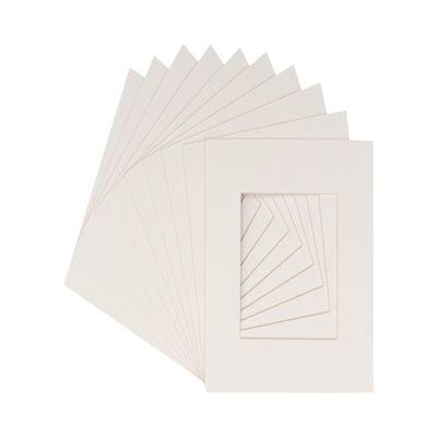 Poster Palooza 5x5 Mat For 7x7 Frame - Precut Textured White Square Shaped Photo Mat Board Opening - Acid Free Matte to Protect Your Pictures - Bevel Cut for Family Photos, Pack of 10 Matboards