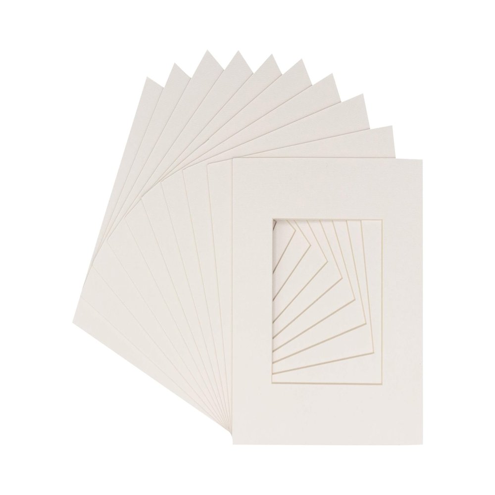Poster Palooza 5x5 Mat For 7x7 Frame - Precut Textured White Square Shaped Photo Mat Board Opening - Acid Free Matte to Protect Your Pictures - Bevel Cut for Family Photos, Pack of 10 Matboards