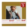 8x8 Mat for 12x12 Frame - Precut Mat Board Acid-Free Metallic Gold 8x8 Photo Matte Made to Fit a 12x12 Picture Frame, Premium Matboard for Family Photos, Show Kits, Art, Picture Framing, Pack of 1 Mat view 1