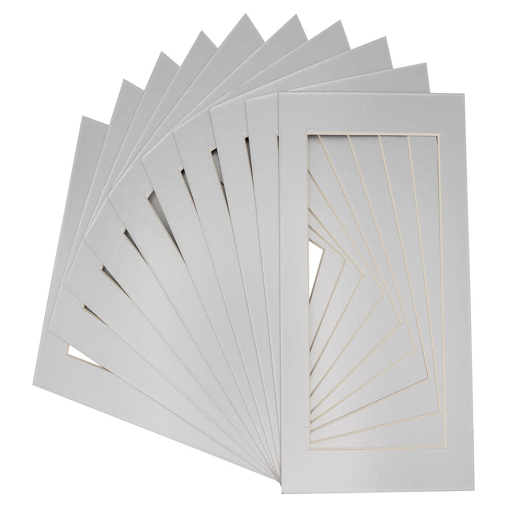 11x17 Mat for 16x20 Frame - Precut Mat Board Acid-Free Metallic Silver 11x17 Photo Matte For a 16x20 Picture Frame, Matboard for Family Photos, Show Kits, Art, Picture Framing, Pack of 100 Mats