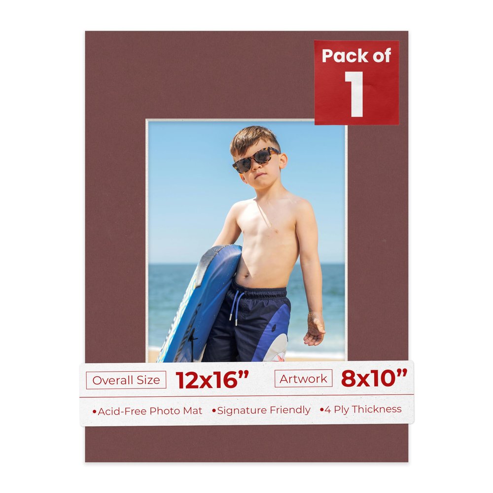 8x10 Mat for 12x16 Frame - Precut Mat Board Acid-Free Maroon 8x10 Photo Matte Made to Fit a 12x16 Picture Frame, Premium Matboard for Family Photos, Show Kits, Art, Picture Framing, Pack of 1 Mat