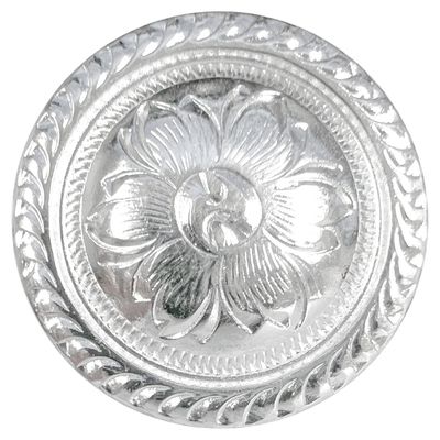 Leather Craft Belt Tack Rope Edge Flower Engraved Concho Screwback Conchos - Pack of 5 pcs (Bright Silver, 3/4")