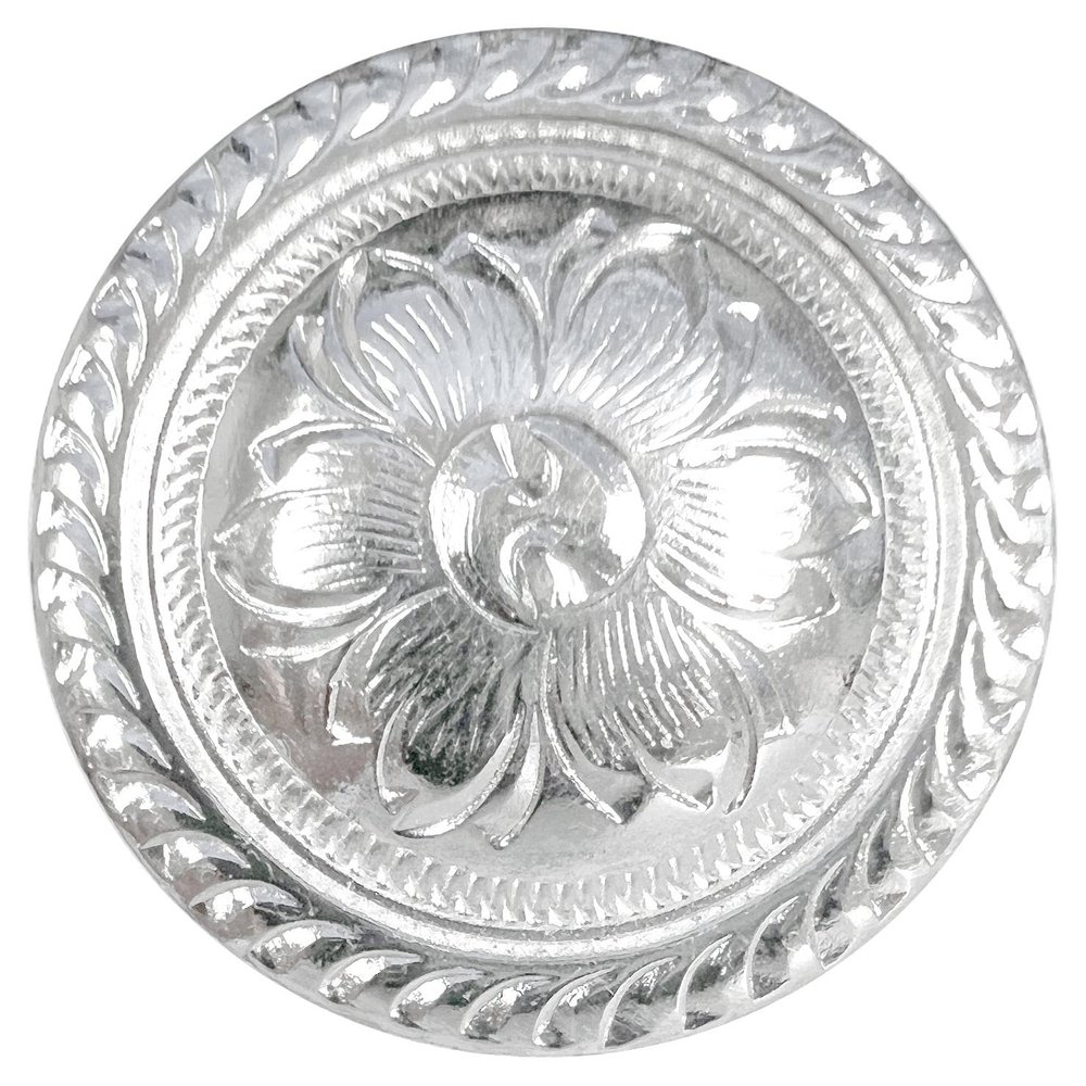 Leather Craft Belt Tack Rope Edge Flower Engraved Concho Screwback Conchos - Pack of 5 pcs (Bright Silver, 3/4")