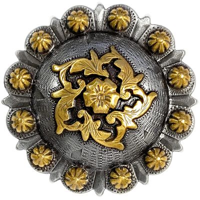 Cowboy Craft Saddle Headstall Belt Tack Flower Berry Engraved Concho Screwback Conchos - Pack of 5 pcs (Antique Gold, 1-1/2")