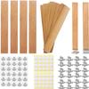 100 Pcs Smokeless Cherry Wood Candle Wicks, Long Lasting Flame, Easily Burn, Candle Cores with Stand and Glue Dot, Warning Label for DIY Candle Making view 1