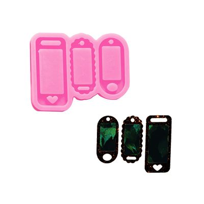 Super Shiny Silicone Mold Key Tag Resin Molds for Photo Backed Shaker Epoxy Resin Silicone Mold, DIY Key Chain Pendant Epoxy Craft Silicone Resin Mold for Save Mini Photos
