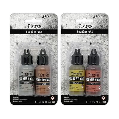 Bundle Tim Holtz Distress Foundry Wax Kit Ranger Ink Gilded, Mined, Sterling, Statue