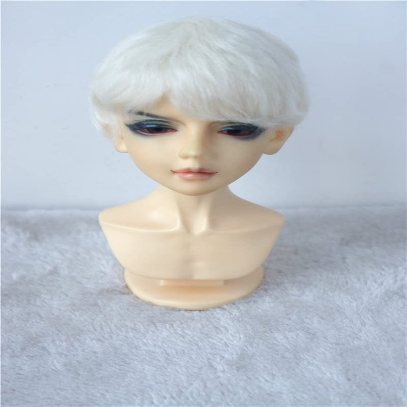 JD293 8-9inch 21-23CM Baby Cut Mohair Doll Wigs 1/3 SD Short Cut BJD Hair (Ivory White)