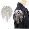Qlavoca Crystal Fringe Shoulder Epaulette Rhinestones Appliques Stitch Patches for DIY Women Fashion Accessories 2pcs/Pack view 1