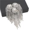 Qlavoca Crystal Fringe Shoulder Epaulette Rhinestones Appliques Stitch Patches for DIY Women Fashion Accessories 2pcs/Pack view 3
