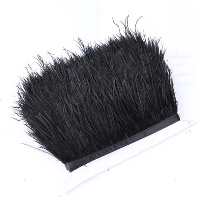100 Meters 6-8 CM Small Ostrich Feather Trims Fringe Dyed Natural Ostrich Feathers For Craft Wedding Sewing 14 black 6-8 CM