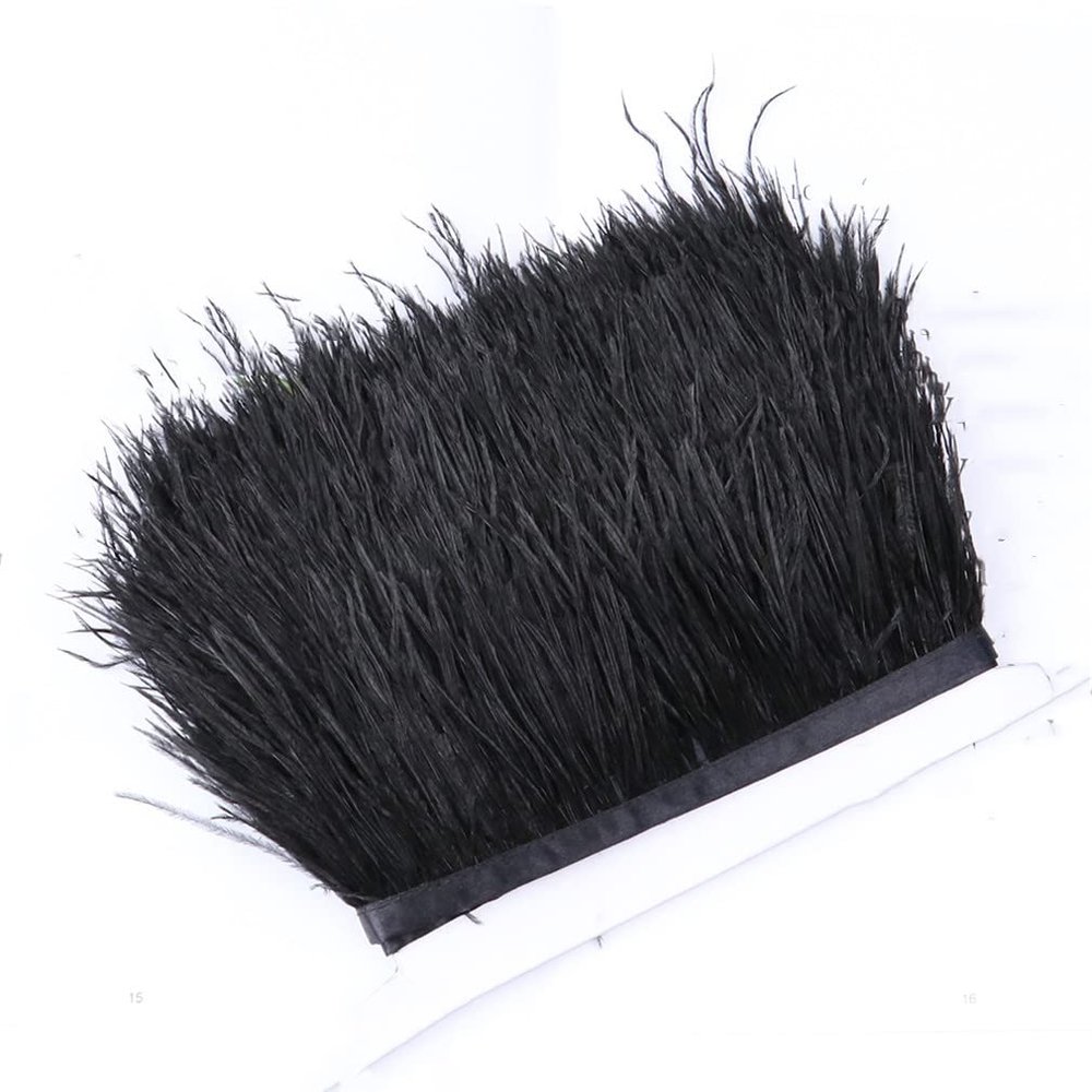 100 Meters 6-8 CM Small Ostrich Feather Trims Fringe Dyed Natural Ostrich Feathers For Craft Wedding Sewing 14 black 6-8 CM