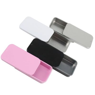 IMIROOTREE 8-Pack Rectangle Metal Slide Top Tinplate Box Containers for Candies Jewelry Crafts Pills Kit Gift Card Holder Box 50ml(Four colors mixed)