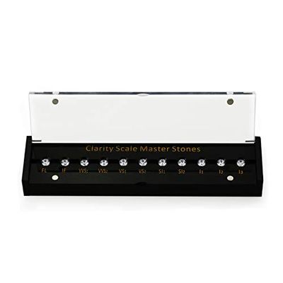 CZ Stone New Black Box with Laser FL to I3 CZ Diamond Clarity Scale Master Grading Set