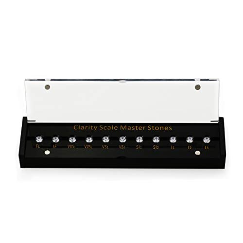 CZ Stone New Black Box with Laser FL to I3 CZ Diamond Clarity Scale Master Grading Set