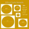 Cyy.lcm 5pcs Reusable Painting Stencils,Plastic Art Craft Templates on Wood Wall Fabric Paper Home Dcor DIY 4" to 12" (Circle) view 2