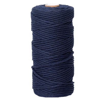 Navy Blue Macrame Cord Craft Cord Cotton Rope Twisted Macrame Yarn DIY Knitting Plant Hangers Wall Hangings Christmas Wedding Decor 3mm x 328 Feet