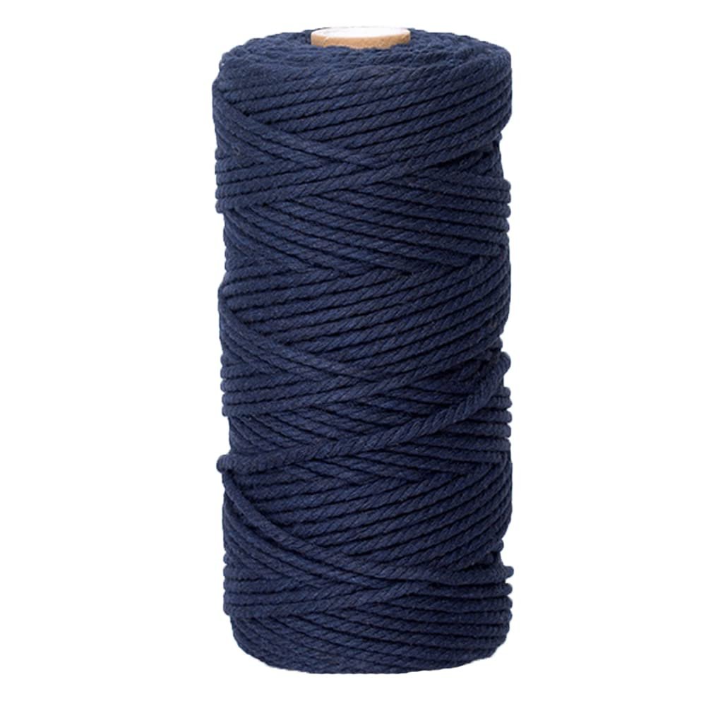 Navy Blue Macrame Cord Craft Cord Cotton Rope Twisted Macrame Yarn DIY Knitting Plant Hangers Wall Hangings Christmas Wedding Decor 3mm x 328 Feet